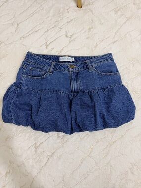 Denim Mini Balloon Skirt